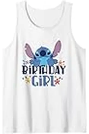 Disney Lilo & Stitch Birthday Girl Happy Stitch Floral Logo Camiseta sin Mangas
