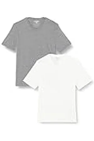 Amazon Camiseta de manga corta, cuello de pico, corte recto (disponible en tallas grandes y largos especiales) Hombre, Pack de 2, , L