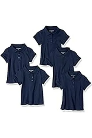 Amazon Polo de Uniforme de Doble Punto y Manga Corta Niña, Pack de 5, , 10 años