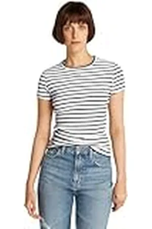 Tommy Hilfiger Tjw Slim Essential Rib SS Ext Dw0dw17383 Camiseta, Blue (Dark Night Navy/Stripe), XXS para Mujer