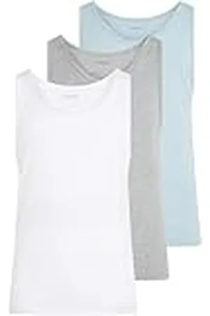 Calvin Klein Camisetas de tirantes Hombre Pack de 3 con cuello redondo, Multicolor (White, Grey Heather, Sterling Blue), S