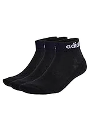 adidas C1303 C LIN ANKLE 3P Linear Cushioned 3 Pairs, Calcetines tobilleros Unisex niños, Negro (Black/White), 28-30 EU (KXL)