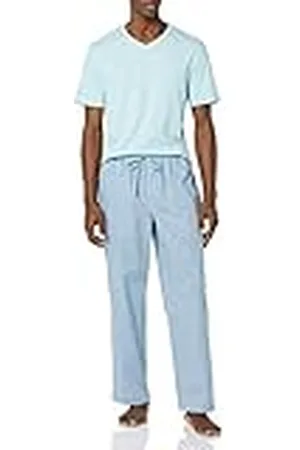 Amazon Conjunto de Pantalón de Pijama de Popelina de Algodón con Camiseta de Punto de Algodón Hombre, , XL