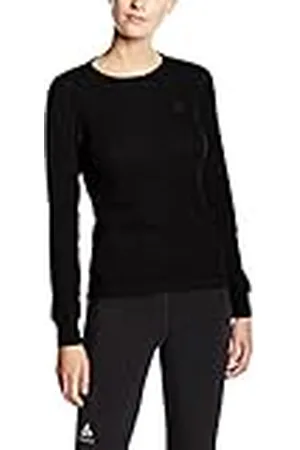 Odlo Bl Top Crew Neck L/S Active Warm Camiseta, Mujer, Black, L