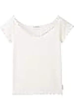 TOM TAILOR 1041608 Camiseta básica para niños con Cuello Bardot, 12906-Lana de Color Blanco, 176