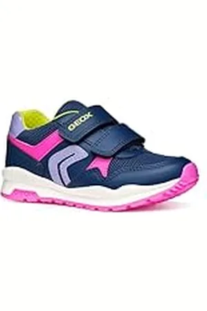 Geox J Pavel Girl A, Zapatillas, Navy/Fluo Fuchsia, 28 EU