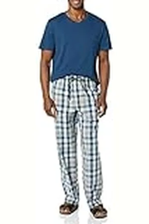 Amazon Conjunto de Pantalón de Pijama de Popelina de Algodón con Camiseta de Punto de Algodón Hombre, , XL