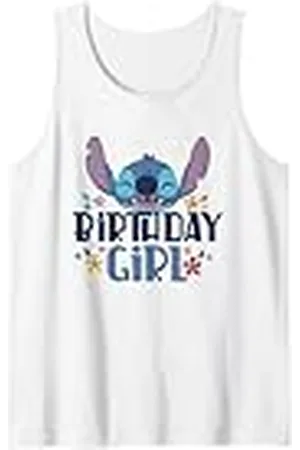 Disney Lilo & Stitch Birthday Girl Smile Stitch Floral Logo Camiseta sin Mangas