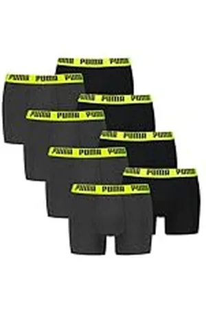 PUMA Calzoncillos Tipo bóxer para Hombre, Paquete de 8 Unidades, -010 Dark Grey Melange/Yellow, L