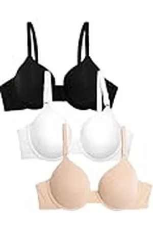 Fruit Of The Loom Sujetador para Camiseta, Opaco, Tono Negro, Arena y Blanco, 95B (Pack de 3) para Mujer