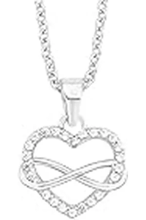QS by s.Oliver Collar con colgante de de ley 925 collar de las señoras, con zirconia cúbica synth., 42+3 cm, , corazón, Viene en caja de regalo de joyería