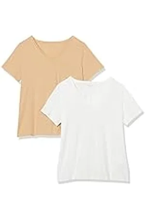 Amazon Camiseta de Manga Corta con Cuello en V de Talla Grande Mujer, Pack de 2, , 4XL Grande