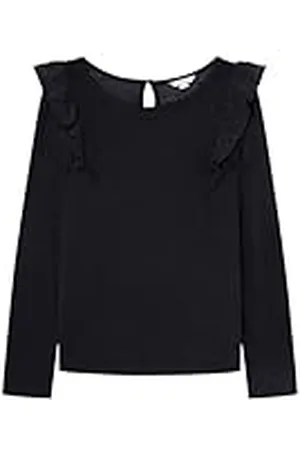 Springfield SPRINGFILED Camiseta Hombros Volante Plumeti, Camiseta Mujer, black, XL