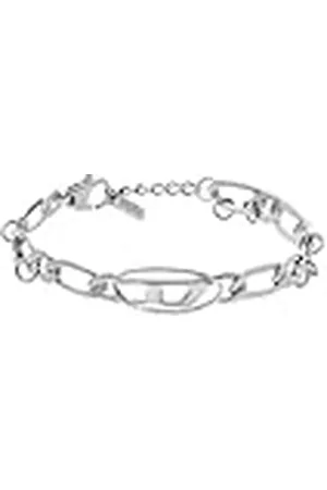 Diesel Pulsera ovalada con logotipo D para hombre, tono plateado, latón, DX1599040, Eine Grösse, Latón, No es una piedra preciosa
