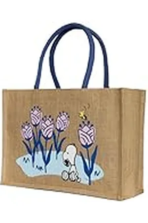 Kanguru Bolso Mujer Tote Bag Snoopy, Shopper de Tela Reutilizable con Manijas y Bolsillo, Diseño Peanuts, Ideal para Universidad, Viaje, Shopping, Compras, Resistente y a la Moda, jute bag, yute