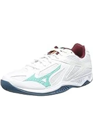 Mizuno Lightning Star Z6 Jr, Zapatillas de vóleibol, Wht/Turquoise/MBlue, 34 2/3 EU