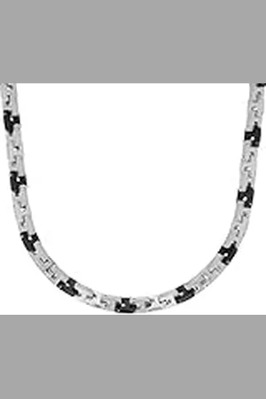 QS by s.Oliver Collar de acero inoxidable collar de los hombres, 48 + 2,5 cm, plata, viene en caja de regalo de joyería