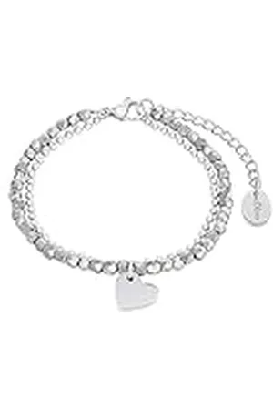 QS by s.Oliver Pulsera de acero inoxidable damas brazo joyas, con cristal, 16+4 cm, plata, corazón, Viene en caja de regalo de joyería