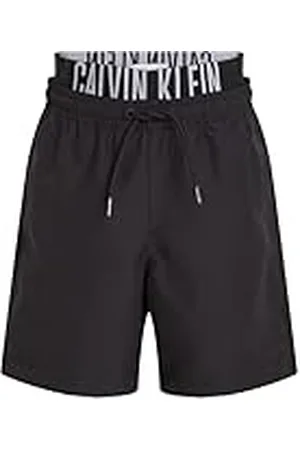 Calvin Klein Bañador Chicos Medium Double con logotipo en la cintura, Negro (Pvh Black), 12-14 Años