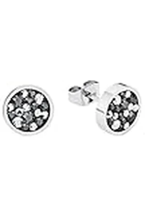 QS by s.Oliver Ear studs acero inoxidable señoras joyería del oído, con cristal, 1 cm, plata, Viene en caja de regalo de joyería