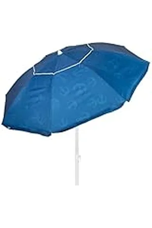 Aktive Sombrilla de playa 220 cm con estampado anclas, mástil de acero inclinable y ventilación superior, ligera y resistente al viento, protección solar UV30 y bolsa de transporte (62426)