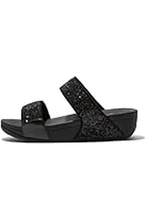 FitFlop Lulu Sandals, Sandalias con cuña Mujer, Negro Brillante, 39 EU