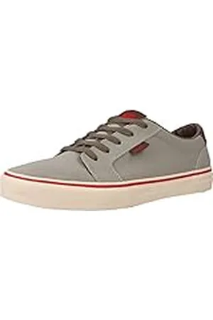 Vans Y BISHOP (H-BUCK) GREY/R - Zapatillas de cuero para niño, Grey/Red, 33 EU (2 Kinder UK)