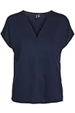 VERO MODA Vmjoy Linnen SS V-Neck Topjrs Noos Camiseta de Tirantes Anchos, , XS para Mujer