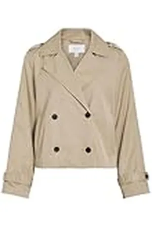 VILA Short Trenchcoat Viaddison L/S-Gabardina Corta, , Numeric_36 Mujeres