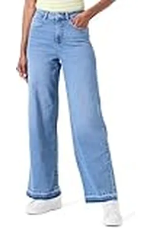 VERO MODA Vmkathy HR Loose Wide Fold Down J Vi3371 Vaqueros Anchos, Mezclilla De Color Azul Claro, 26W x 30L para Mujer