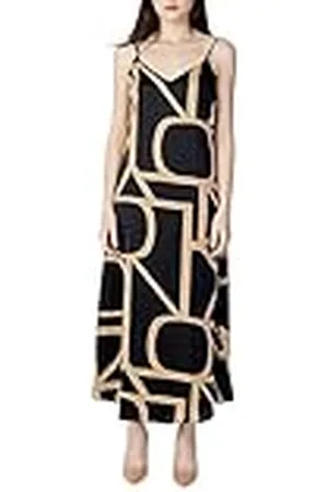 ONLY Onlamelia Midi Slip Dress Ptm Vestido, Black/AOP:Marítimo Logo, L para Mujer