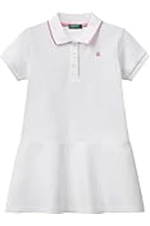 Benetton Vestito 3f9hgv00z Vestido, Color Blanco, 1 año Niñas y niñas