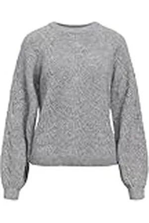 Object Objflora Re L/S Knit Pullover Noos Jersey de Punto, Color Gris, L para Mujer