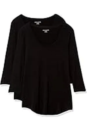 Amazon Túnica de Cuello Redondo y Manga 3/4 Mujer, Pack de 2, , L