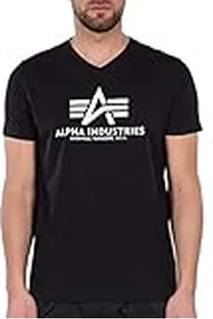 Alpha Industries Basic V-Neck T Camiseta, Negro (Black-03), 2XL para Hombre