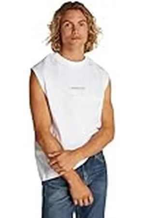 Calvin Klein Camiseta de tirantes Hombre Monologo Sleeveless Tee Relaxed Fit, Blanco (Bright White), L