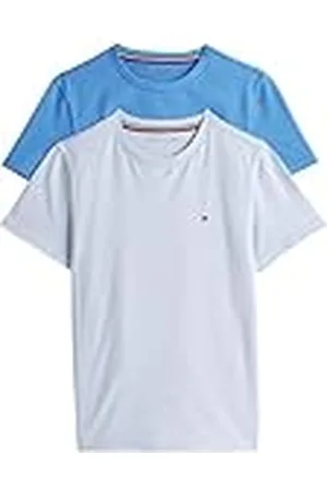 Tommy Hilfiger Pack de 2 Camisetas para Niños Cuello Redondo, Azul (Breezy Blue/Blue Spell), 6-7 Años