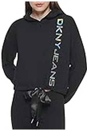 DKNY Sharplace Cropped Hologram Logo Hoodie Sudadera con Capucha, , 2x30cm Da Donna