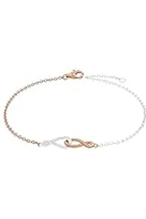 Amor Pulsera de plata de ley 925 para mujer, con circonita cúbica sintética, 19+2 cm, Bicolor, Infinito, Se entrega en estuche de regalo