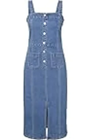 VERO MODA Vmsaila SL Calf Denim Dress Yo344 Vestido Vaquero, Medio De Mezclilla , S Mujeres
