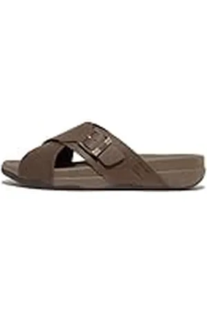 FitFlop Sandalias Cruzadas de Nobuck con Hebilla para Hombre Surfer, deslizantes, , 41 EU