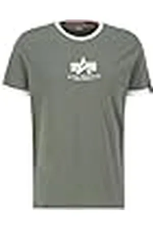 Alpha Industries Basic T Contrast ML Camiseta, Verde (Dark Olive-142), L para Hombre