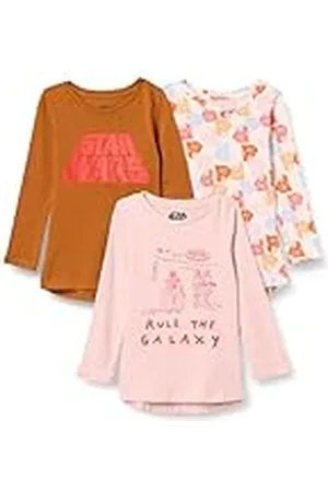 Amazon Disney | Marvel | Star Wars | Frozen | Princess Camisetas Tipo túnica de Manga Larga Niña, Pack de 3, , 6-7 años