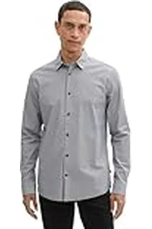 TOM TAILOR 1042668 Camisa Entallada con Estampado Integral, , L Hombres
