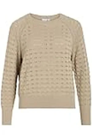 VILA Vitoto L/S O-Neck Knit Top Camiseta de Manga Larga, , S para Mujer