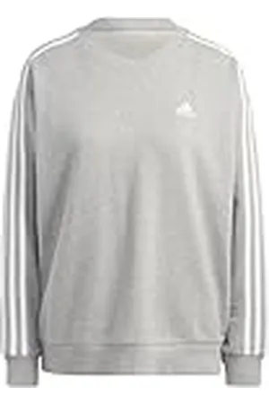 adidas Mujer Essentials 3-Stripes Sweatshirt, Medium Grey Heather/White, M
