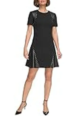 DKNY L/S Pleated Shirts Dress Vestido, , 42 Mujeres