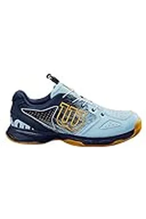 Wilson Niños Zapatilla de tenis, KAOS JUNIOR QL, Blanco/Azul claro/Negro, 34 2/3, Para todo tipo de terreno, Tenistas de cualquier nivel, WRS326340E025