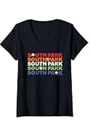 South Park Mujer Cartman Kenny Kyle & Stan Texto en color Camiseta Cuello V