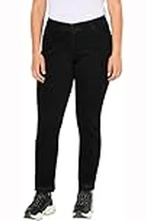 Ulla Popken Fringed Hem Stretch Fit Jeans, , 34W x 32L para Mujer